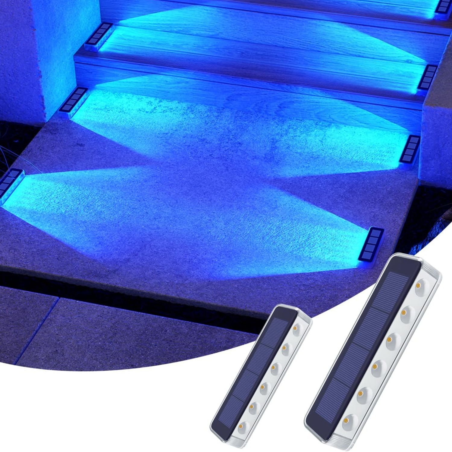 DetarZinLED Warm White Solar Step Lights 4 Pack, detail view