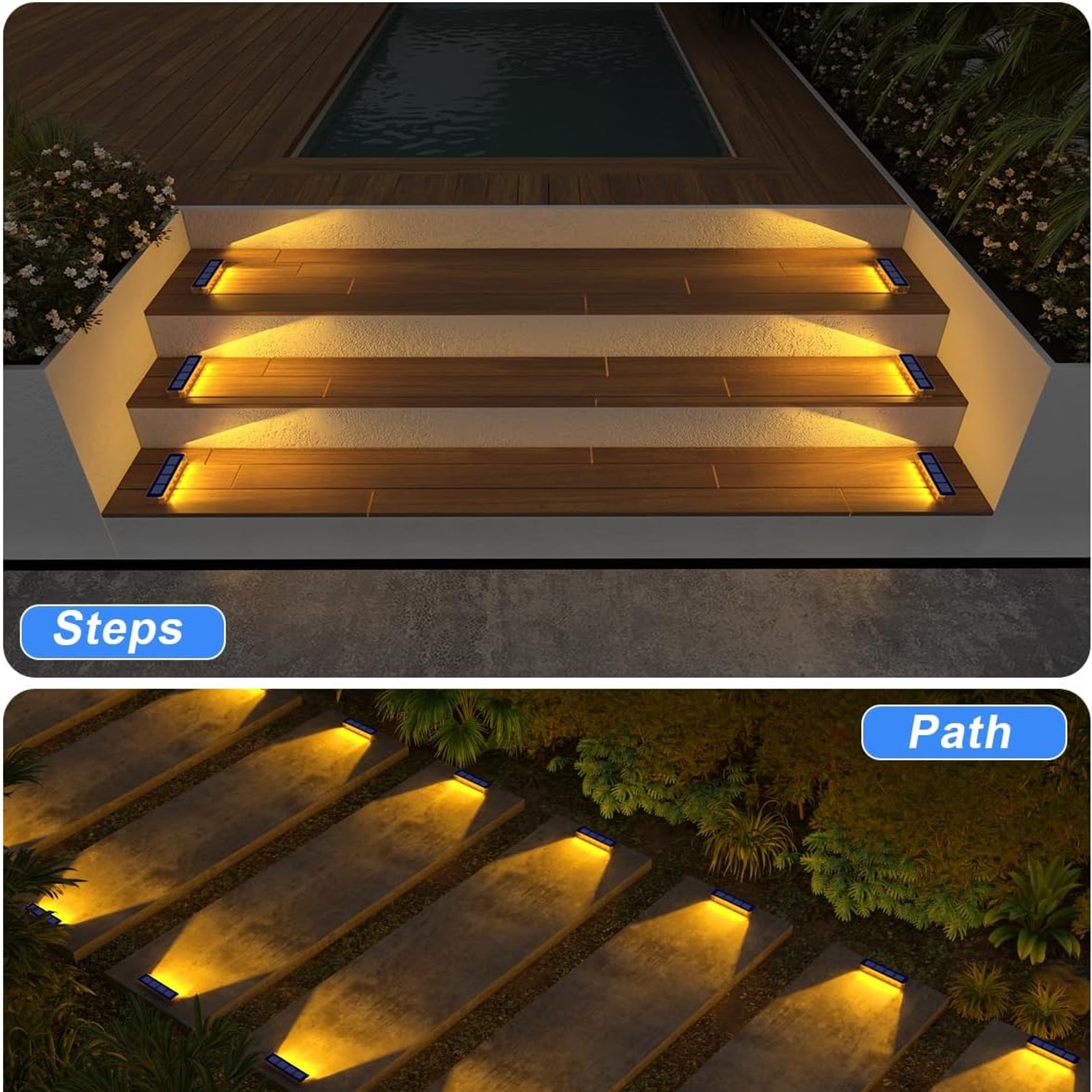DetarZinLED Warm White Solar Step Lights 4 Pack: image 5
