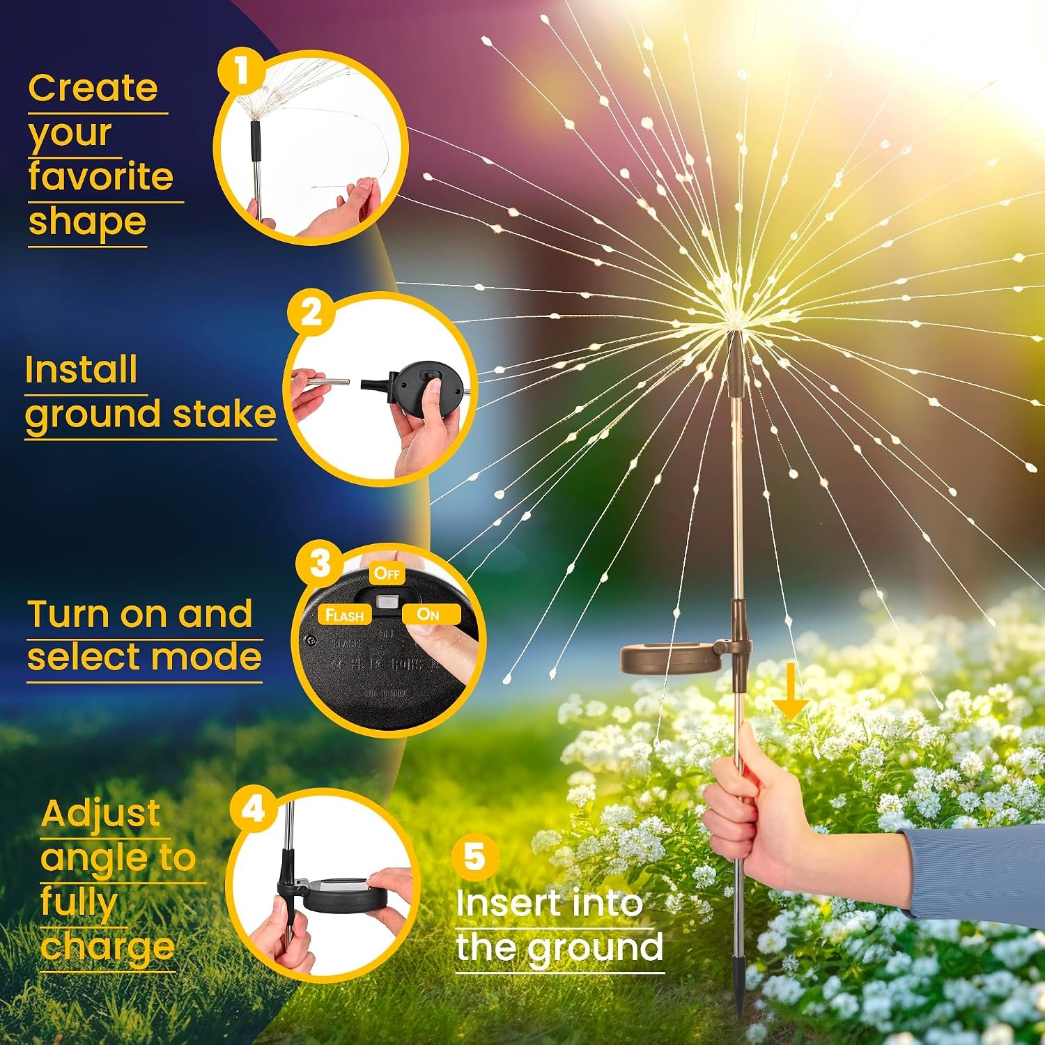 GIGALUMI Solar Firework Garden Lights 2 Pack: image 4