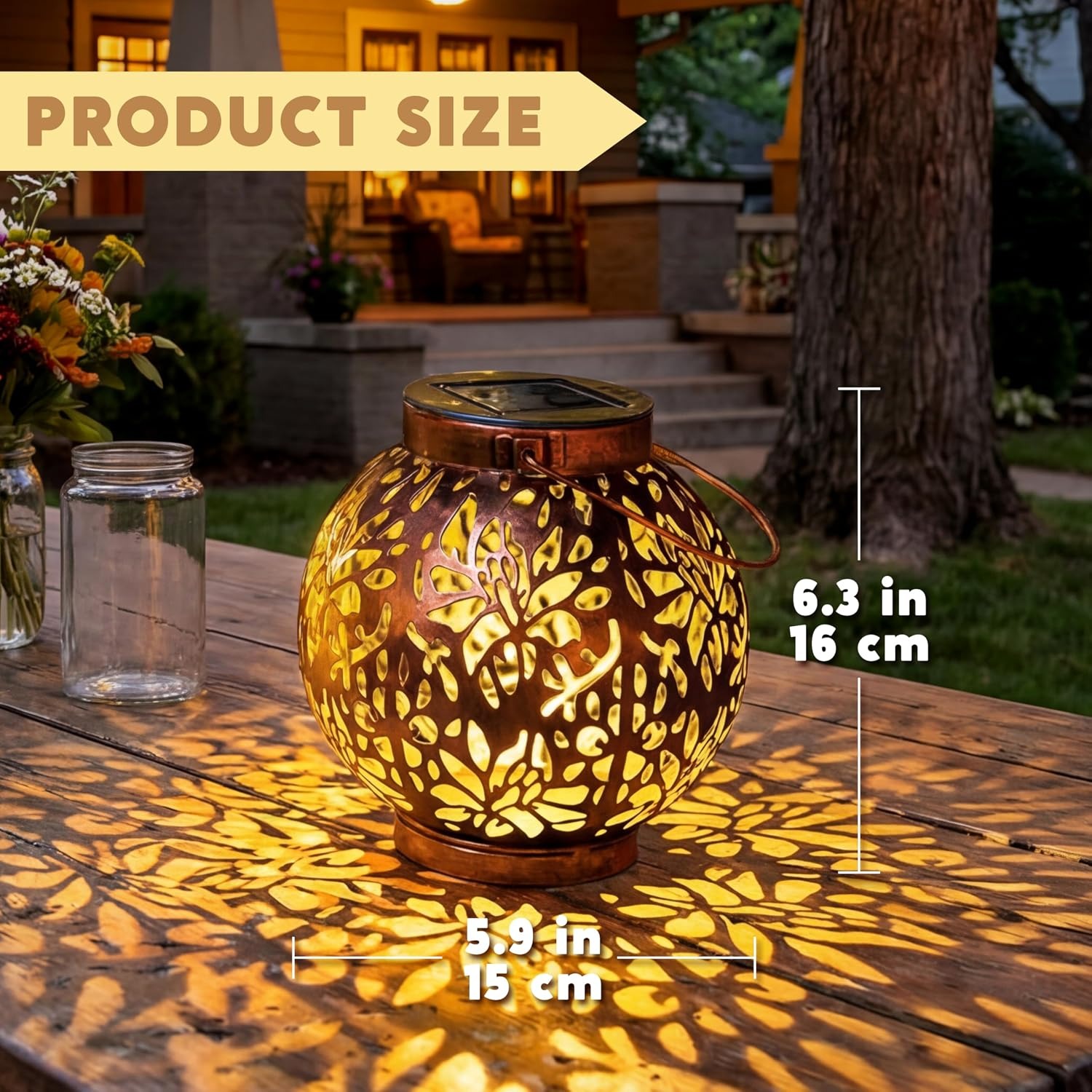 Joiedomi Flower Pattern Solar Lanterns 2 Pack: image 6