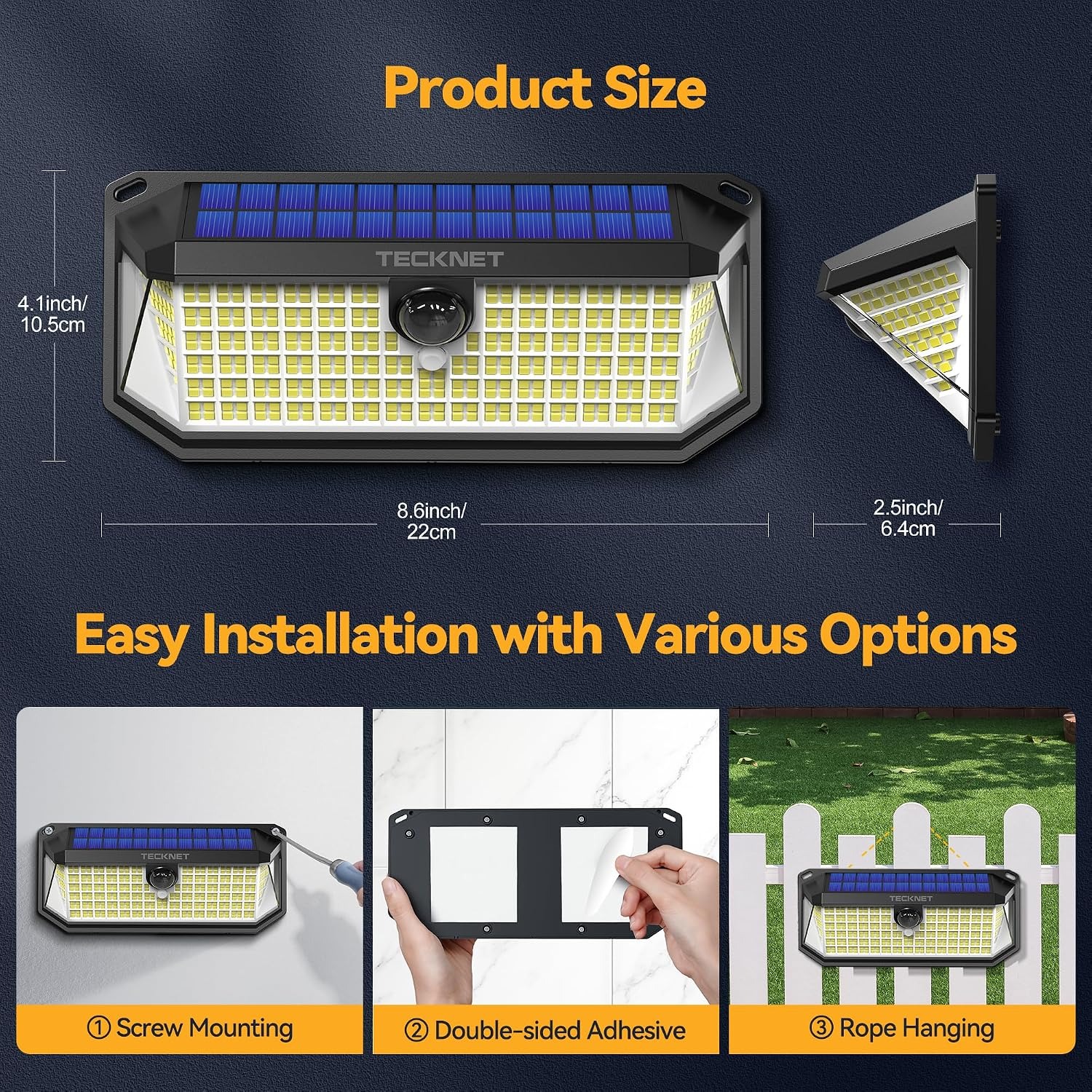 TECKNET Solar Motion Sensor Security Light 2 Pack: image 7